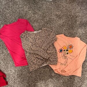 Stylish Kids Long Sleeve Tees - Pink, Leopard, and Peach